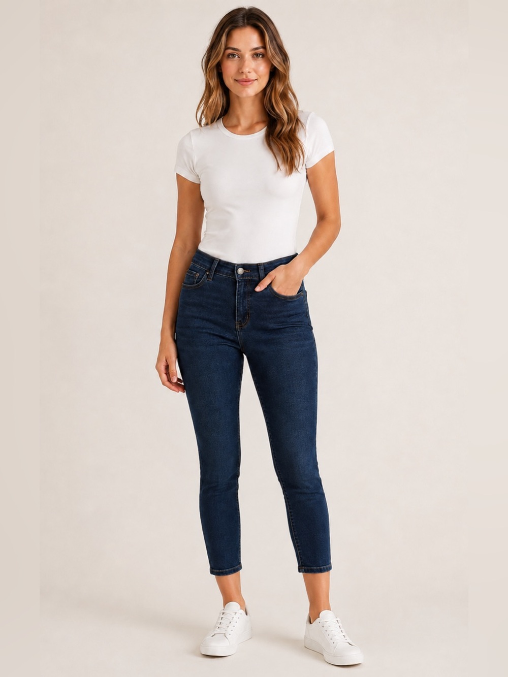Crown & Ivy Dark Indigo Cropped Skinny Jeans, 6S
